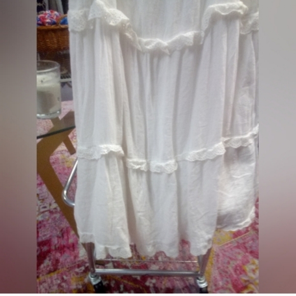 RAILS " Carlyn " White Mini Dress Tie Straps Ruffle Tiered Dress LARGE - Picture 4 of 16